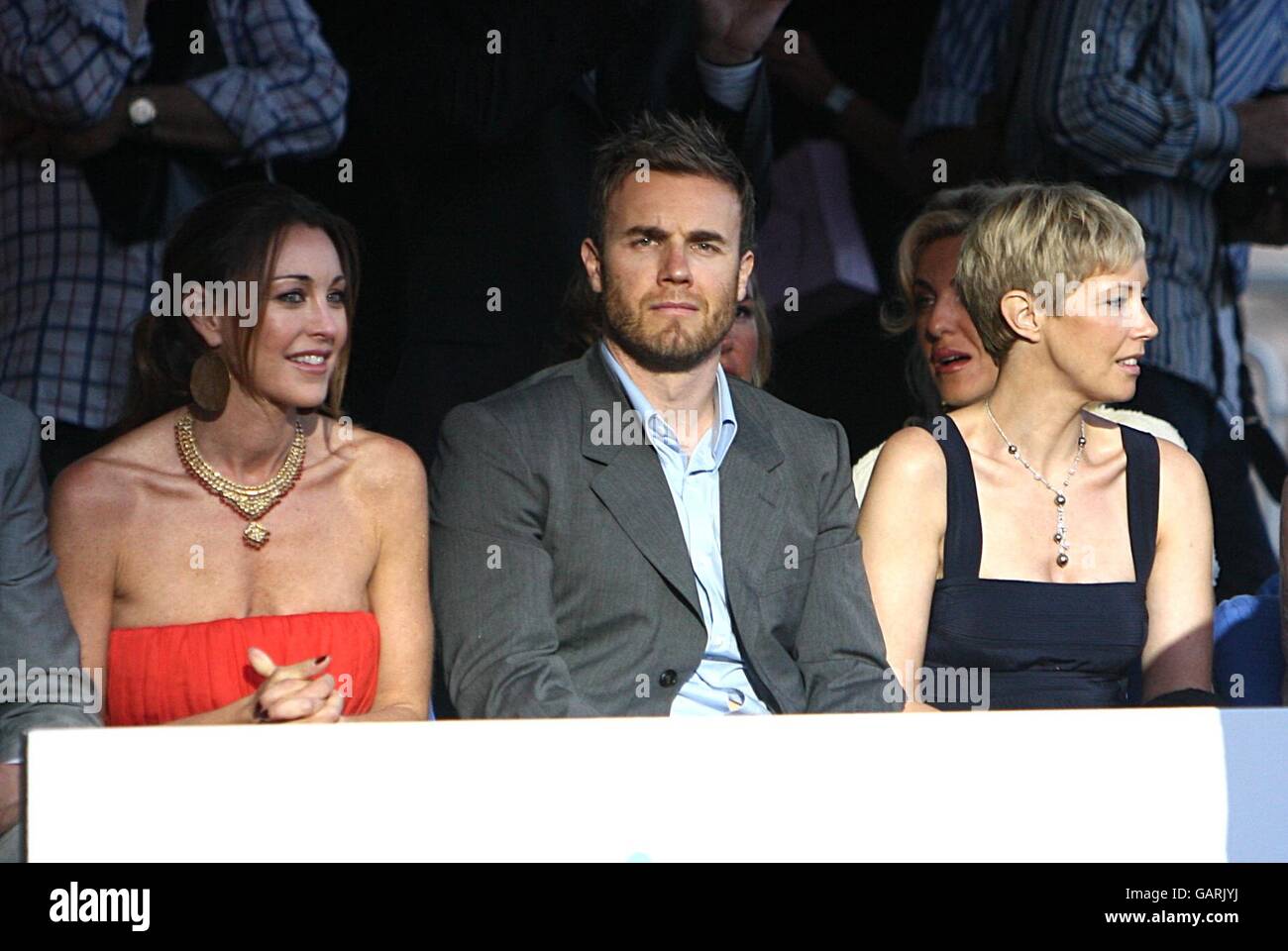 Tamara Mellon (links) und Gary Barlow beim Grand Prix und Fashion Unite in der Amber Lounge, Le Meridien Beach Plaza Hotel, Monaco. Stockfoto