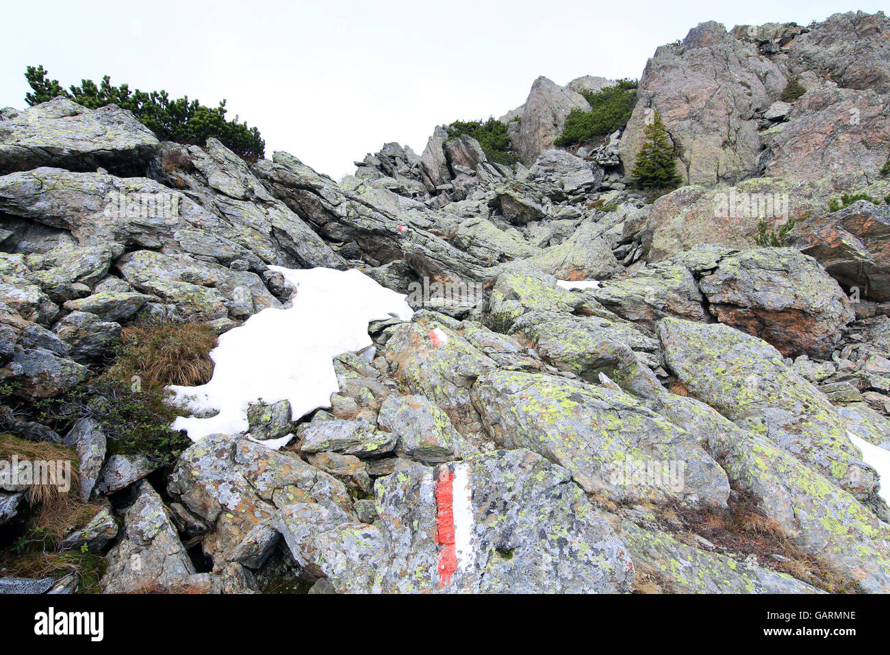 Weg zum Gipfel in den Alpen (Lesachtal) Stockfoto