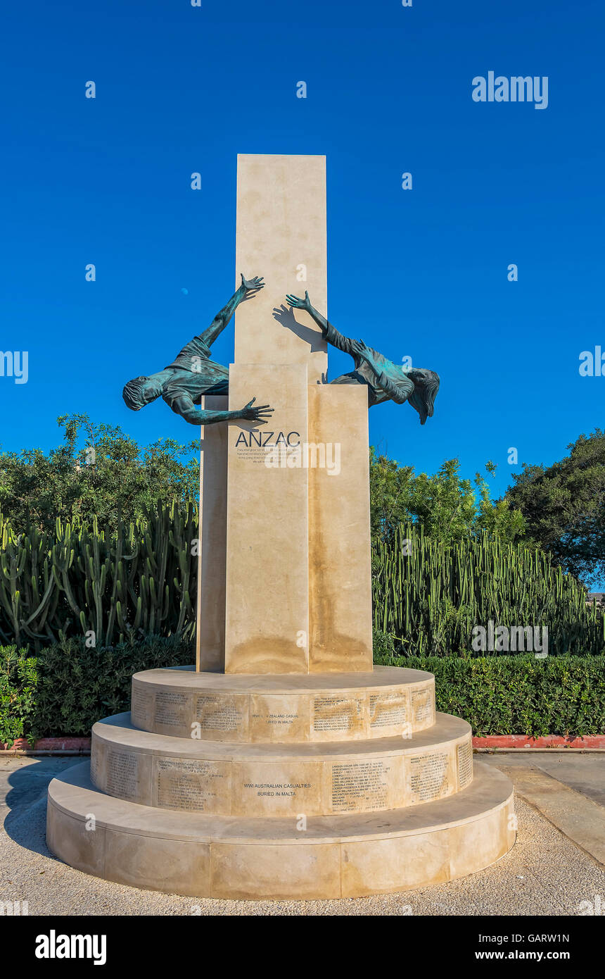 Malta Floriana: ANZAC Memorial erinnert an die Tausenden der Australier und Neuseeländer Soldaten während der Weltkriege getötet. Stockfoto