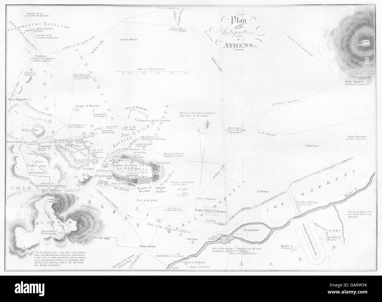 Griechenland: Karte von Antiquitäten von Athen, 1880 Stockfoto