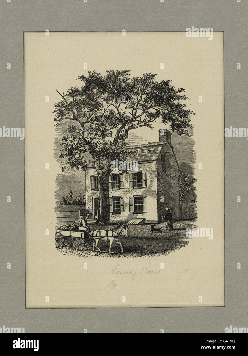 Ein historisches Foto des Hauses Lansing, das architektonische Design und historische Bedeutung zeigt. Stockfoto