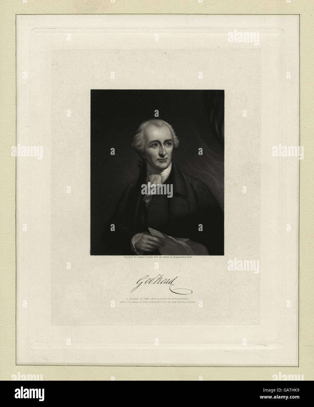 George Read war eine prominente Persönlichkeit in der amerikanischen Geschichte, bekannt für seine Rolle als Delegierter des Kontinentalkongresses und Unterzeichner der Unabhängigkeitserklärung. Stockfoto