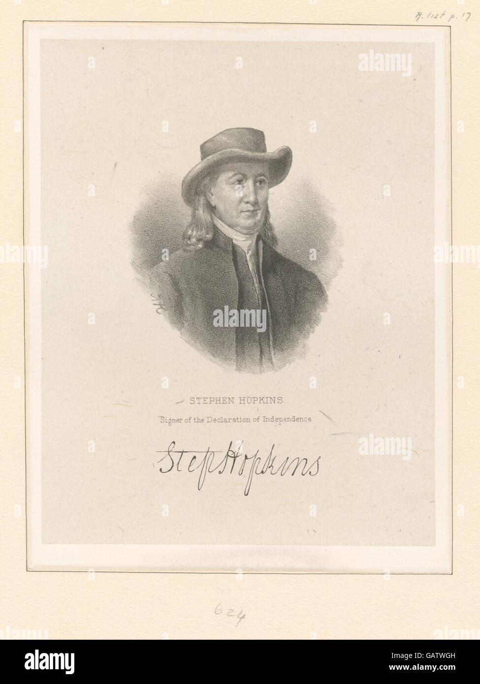 Stephen Hopkins, Unterzeichner der Unabhängigkeitserklärung (b12349146-421734) Stockfoto