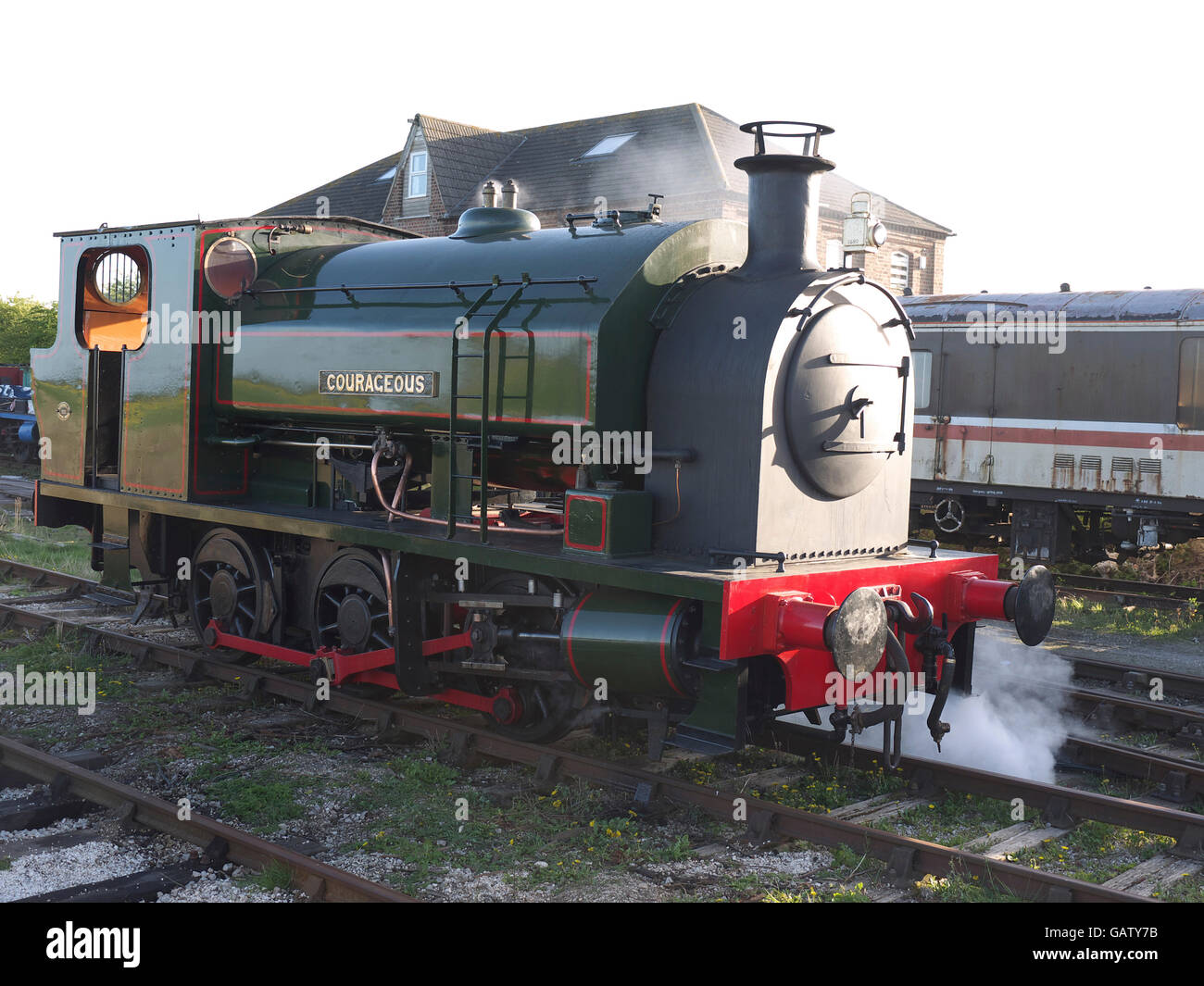 Courageous ein 0-6-0 Bagnall Dampflok Nummer 2680 auf der Lincolnshire Wolds Eisenbahn Ludborough Lincolnshire Ostern 2014 Stockfoto