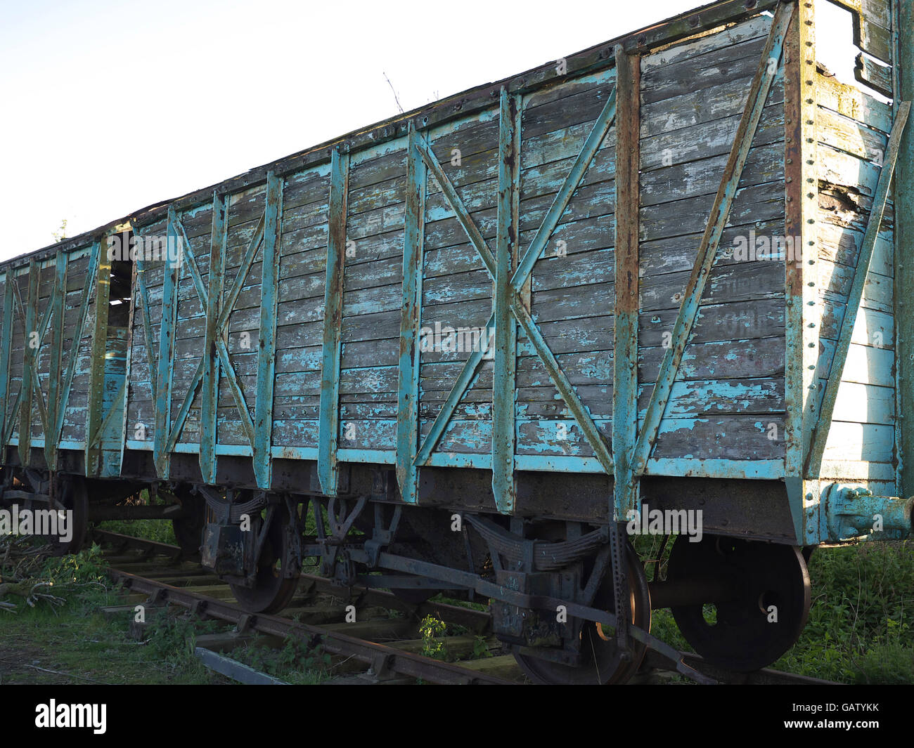Box van wartet auf Restaurierung der Lincs Wolds Railway Ludborough Ostern 2014 Stockfoto