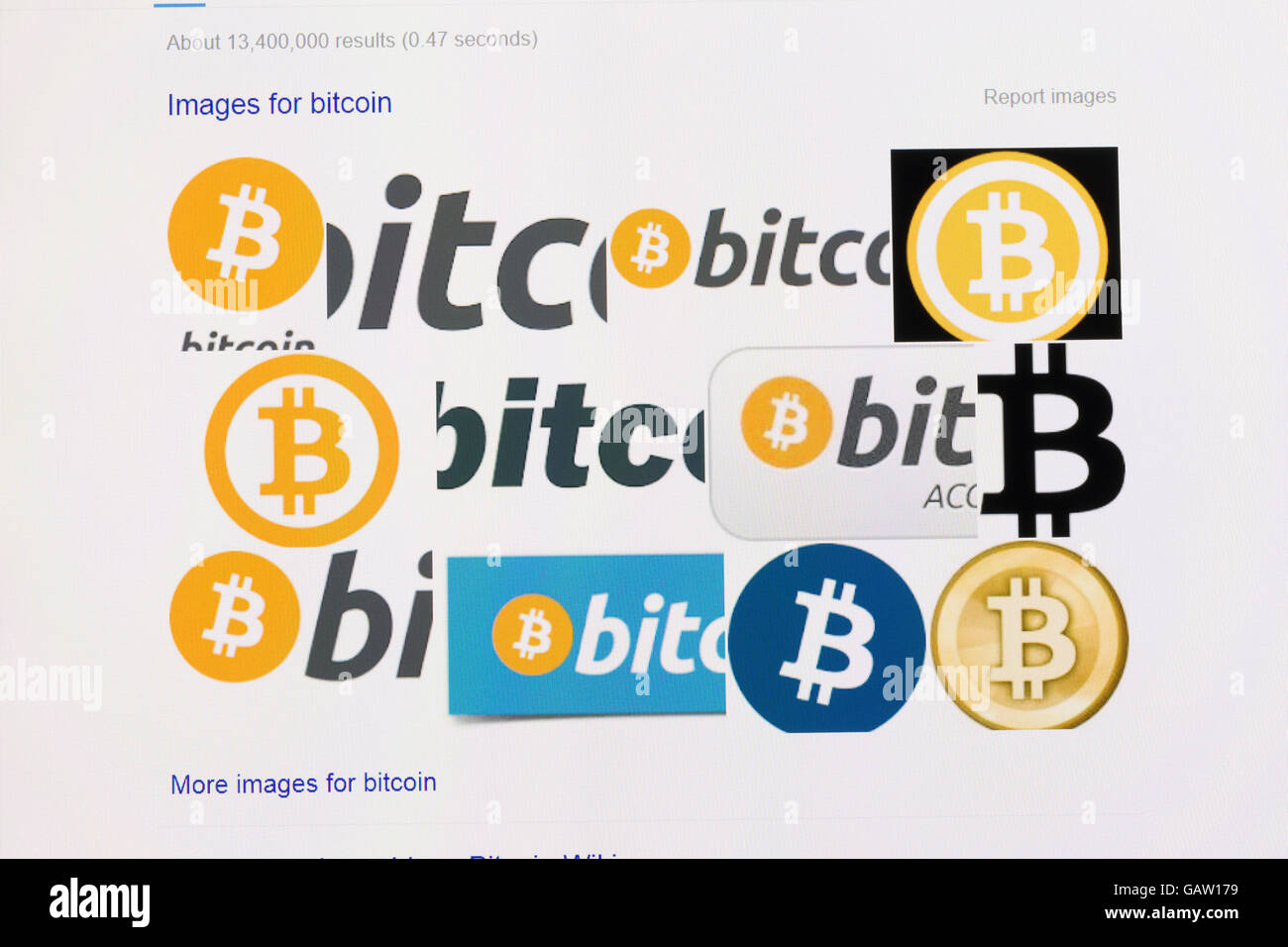 Screenshot des Bitcoin-Logos Stockfoto