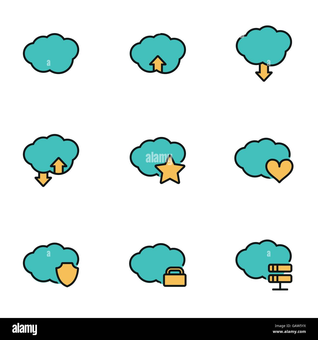 Trendige flache Linie Icon Pack für Designer und Entwickler. Vektor-Linie-Wolke-Icon-set Stock Vektor