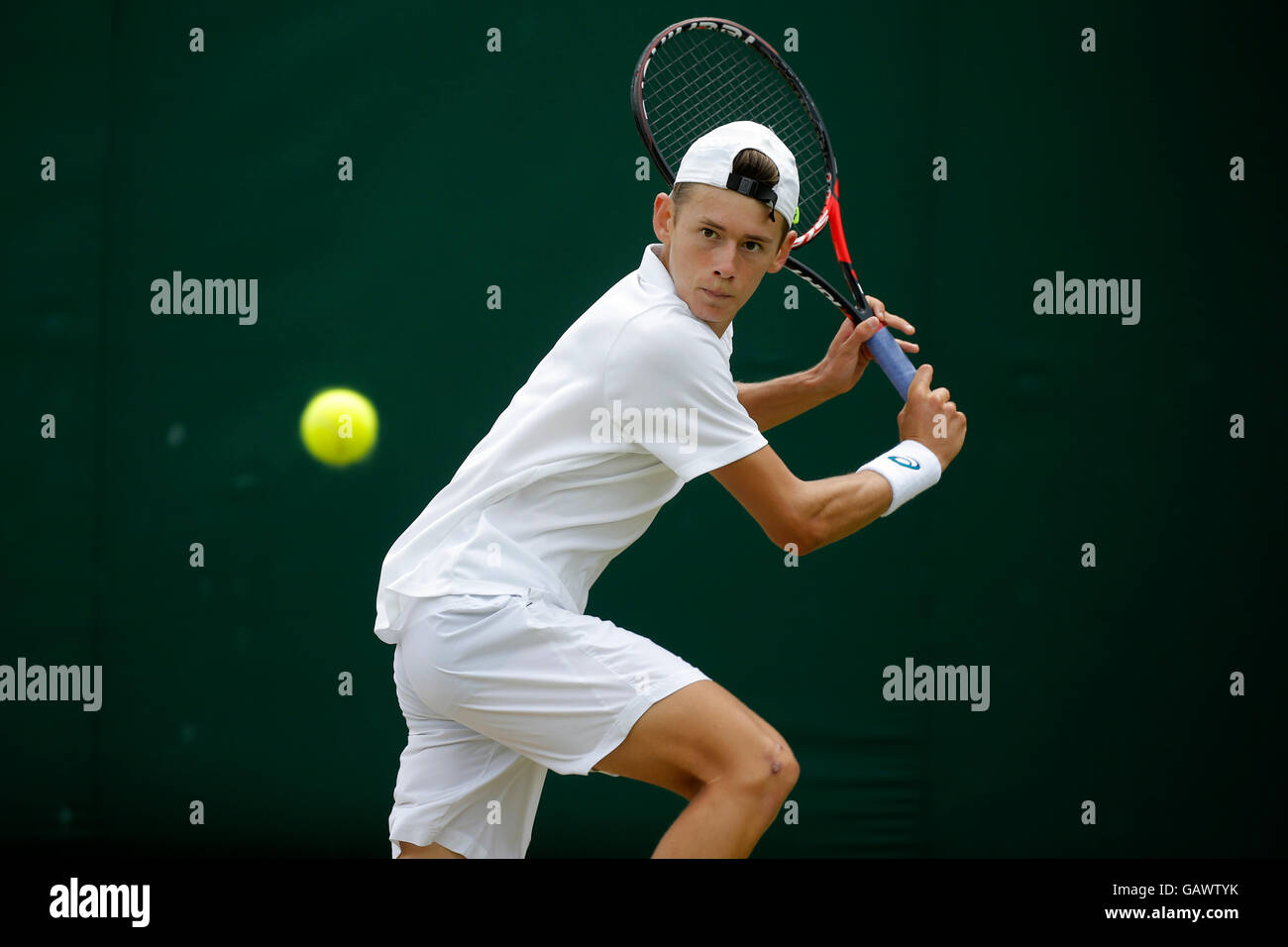 London, UK. 5. Juli 2016. Alex De Minaur Australien jungen Singles der Wimbledon Championships 2016 der All England Tennis Club, Wimbledon, London, England 5. Juli 2016 die All England Tennis Club, Wimbledon, London, England 2016 Credit: Allstar Bild Bibliothek/Alamy Live-Nachrichten Stockfoto