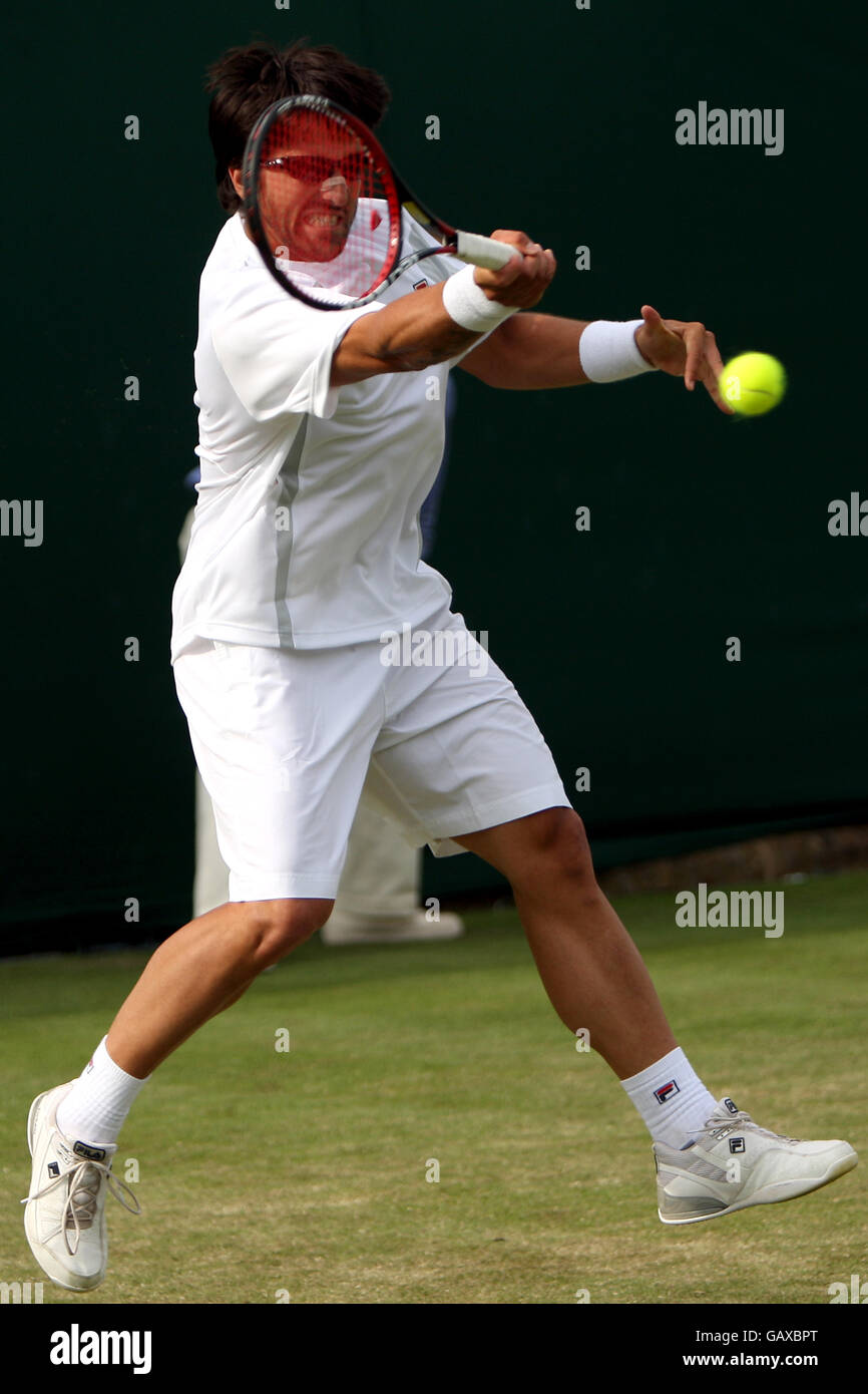 Janko Tipsarevic in Wimbledon gegen Thierry Ascione Stockfoto