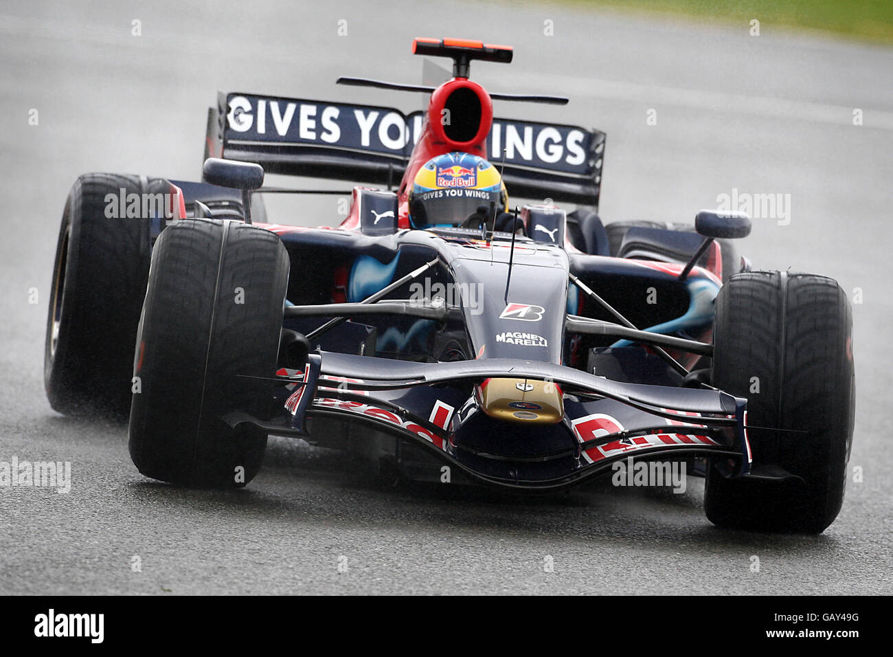 Toro Rossos Sebastien Bourdais während des Grand Prix von Großbritannien in Silverstone, Northamptonshire. Stockfoto