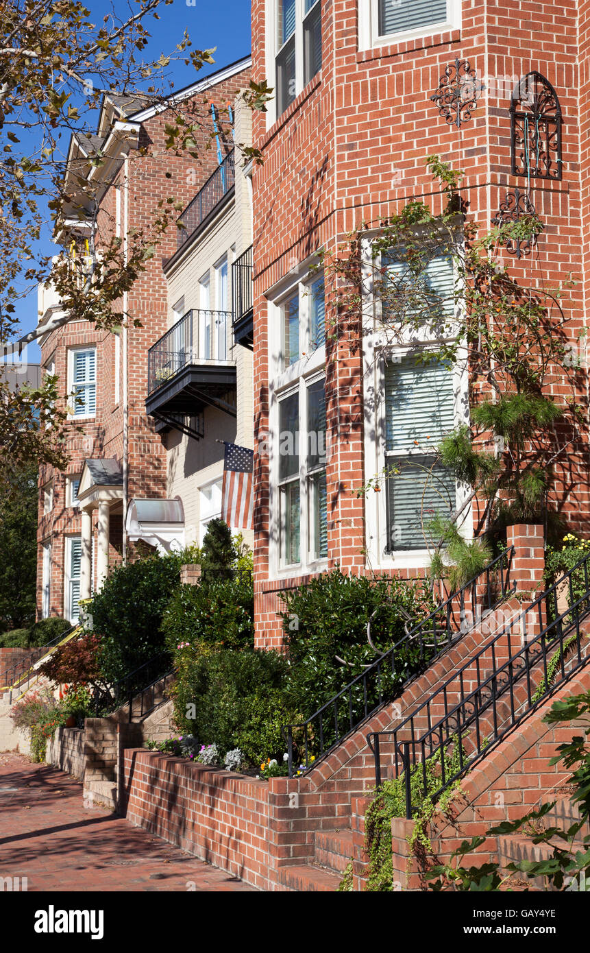 Wohnquartier in der alten Stadt Norfolk (West Virginia). Stockfoto