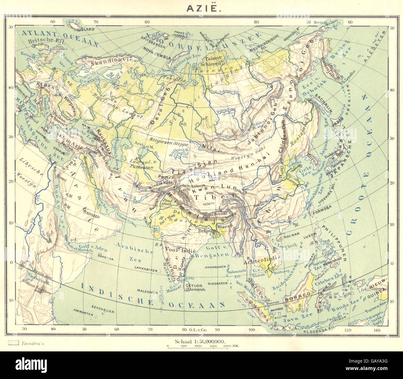 Asien: Azië (1), 1922-Vintage-Karte Stockfoto