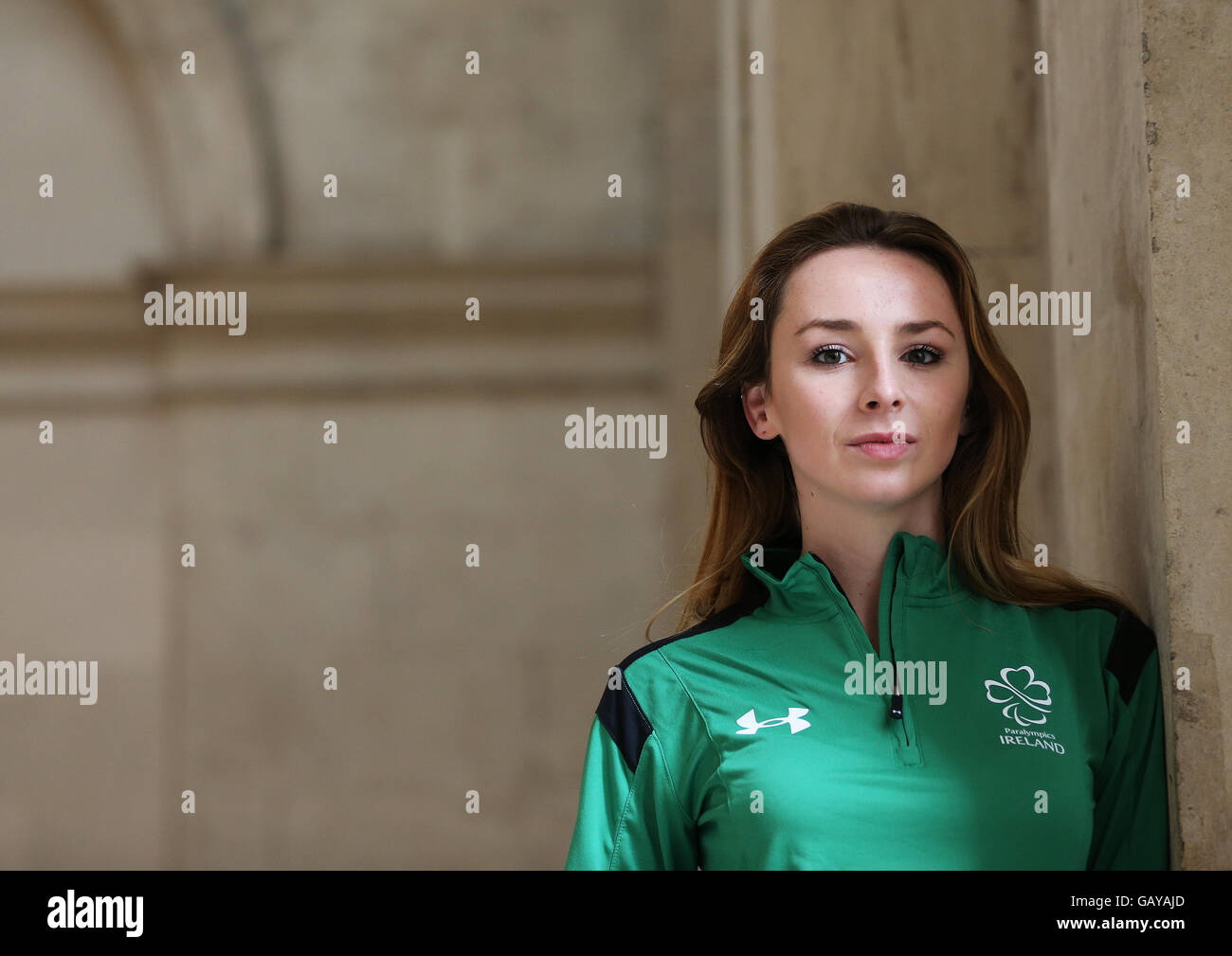 Schwimmer Ellen Keane bei der irischen Paralympic Team Ankündigung für die Paralympischen Spiele 2016 Rio in City Hall in Dublin. Stockfoto