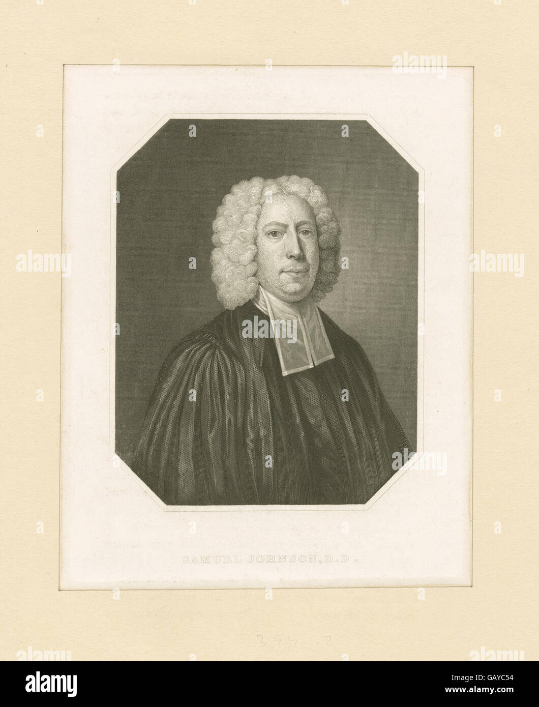 Samuel Johnson (1709–1784) war ein einflussreicher englischer Schriftsteller, Lexikograph und Gelehrter. Seine Arbeit über das englische Wörterbuch ist nach wie vor hoch angesehen. Er war eine Schlüsselfigur in der Literatur des 18. Jahrhunderts. Stockfoto
