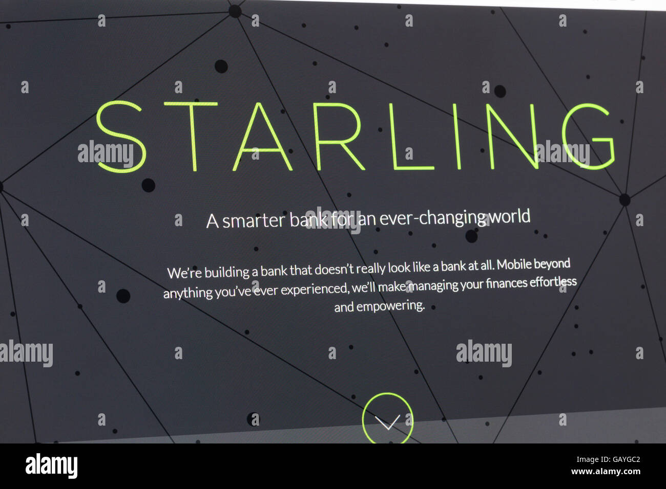 Screenshot der Starling-homepage Stockfoto