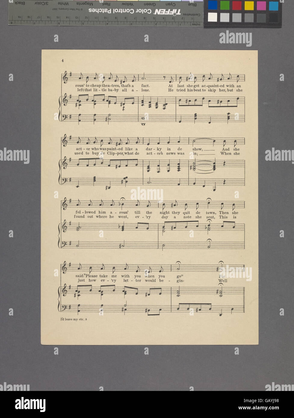 I'd Leave Ma Happy Home for You ist ein sentimentales Lied, das tiefe Zuneigung und die Bereitschaft zum Opfer bringt, für die Liebe zu opfern. Der Titel schlägt Themen wie Hingabe und persönliches Engagement für einen romantischen Partner vor. Stockfoto