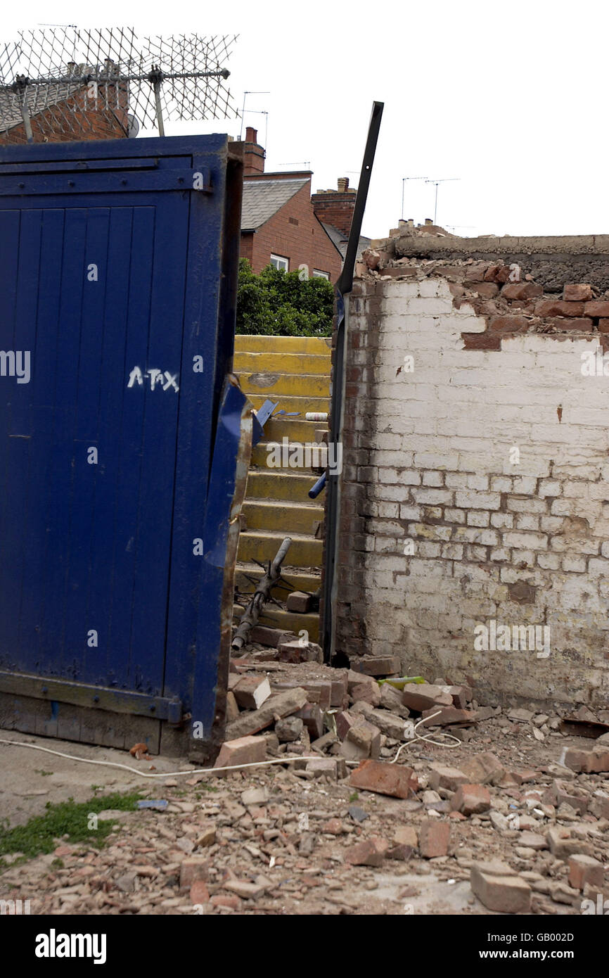 Fußball - Filbert Street Demolition. Die Filbert Street, die ehemalige Heimat von Leicester City, wird nun abgerissen Stockfoto