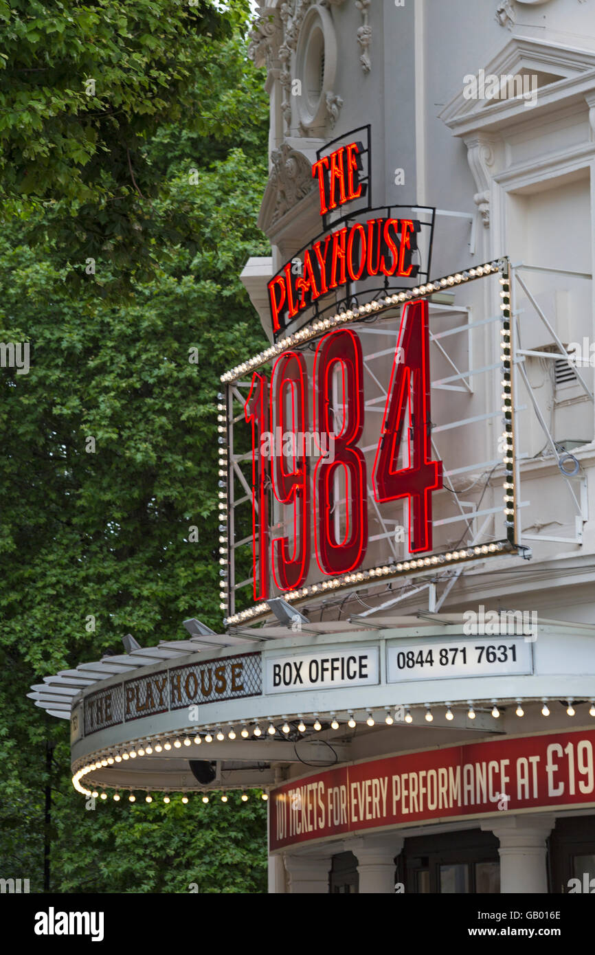 1984 am Schauspielhaus, Northumberland Avenue, Westminster, London im Juli Stockfoto