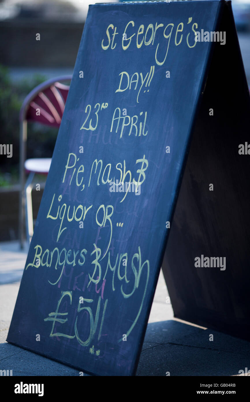St. Geroges Day Menü Stockfoto