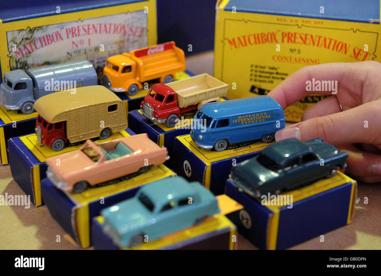 Vectis Auctioneers in Middlesbrough versteigert eine der weltweit größten Sammlungen von Matchbox Autos und Lastwagen. Stockfoto