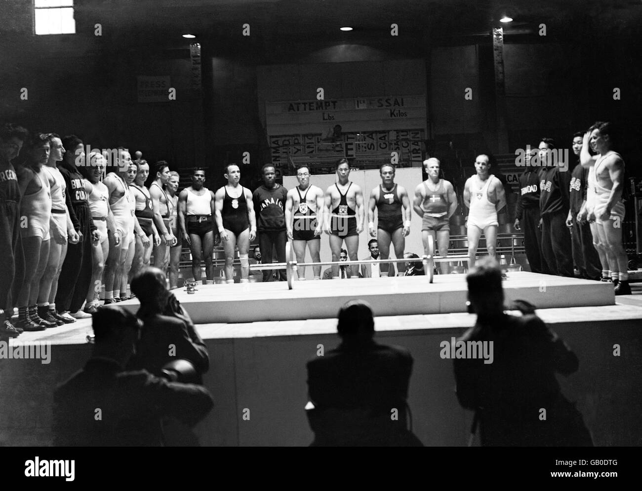 1948 - Gewichtheben - Earls Court in London Olympischen Spiele Stockfoto