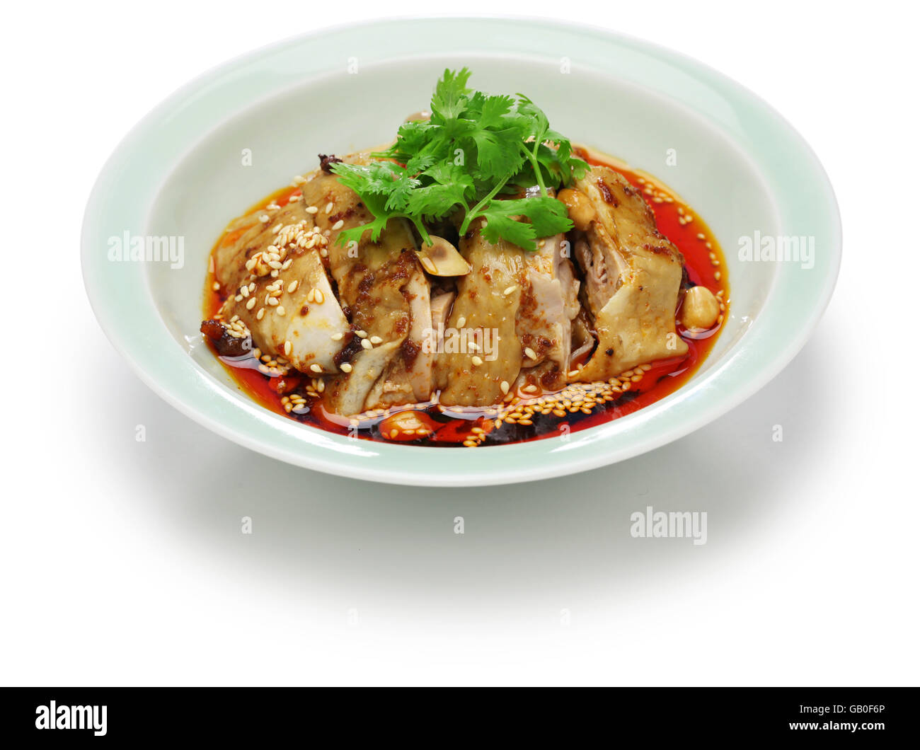 Speichel Hähnchen, leckere Hähnchen, pochiertes Hühnchen mit Chili-Öl-Sauce, China Sichuan-Küche Stockfoto