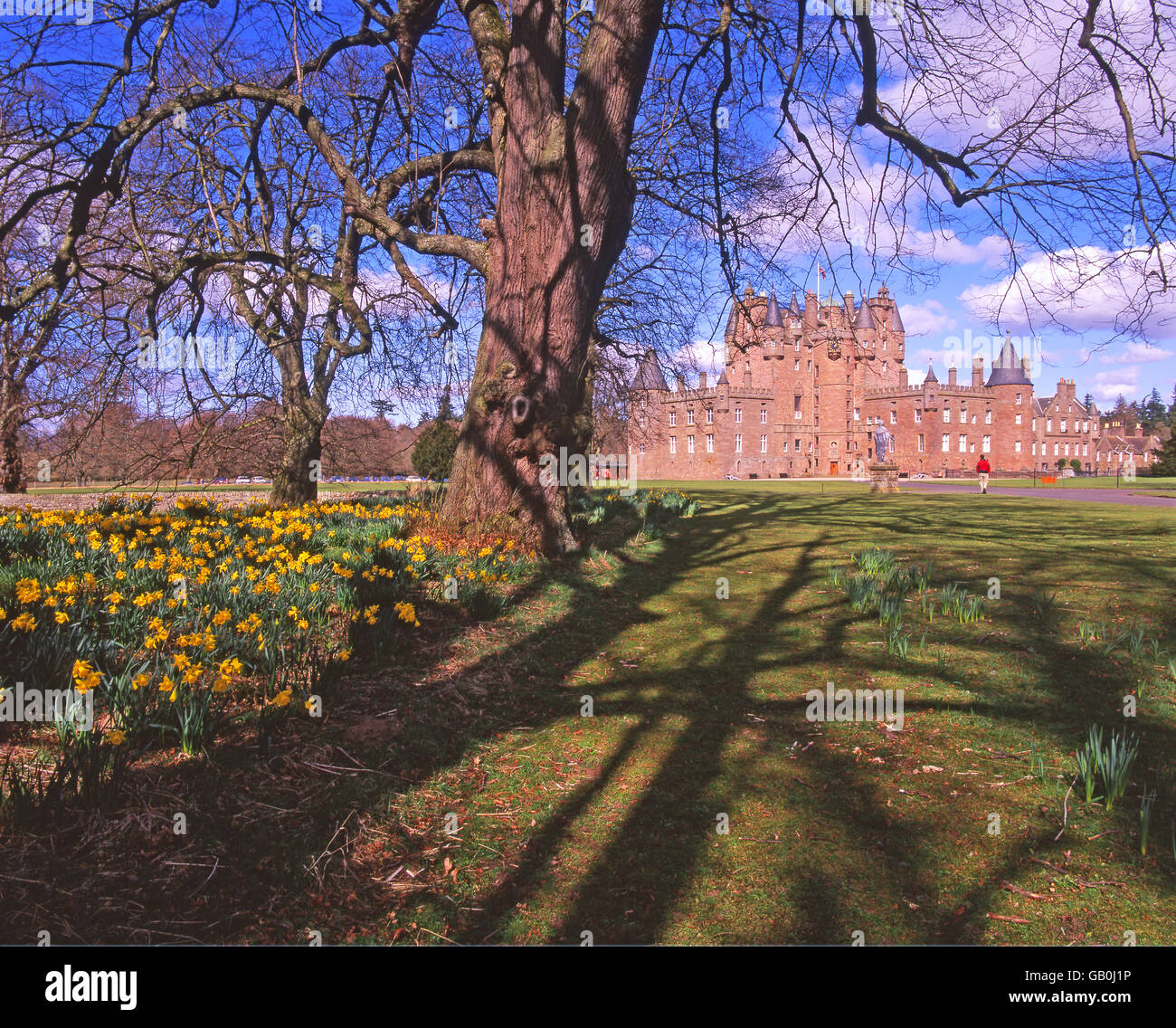 Glamis Castle im Frühjahr, Angus, Schottland N/E. Stockfoto