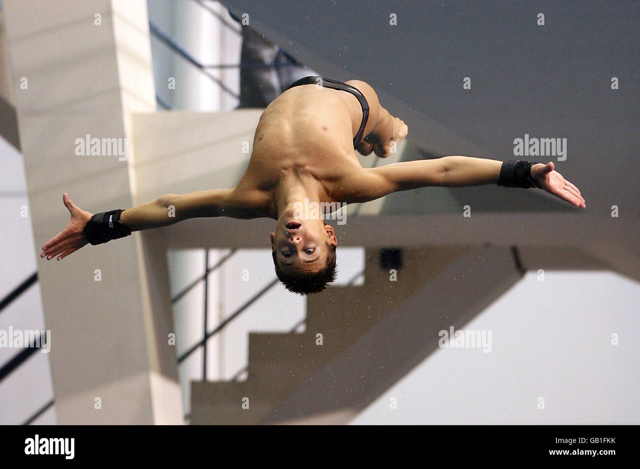 Großbritannien Tom Daley während eines olympischen Diving Media Day in Pond's Forge, Sheffield. Stockfoto