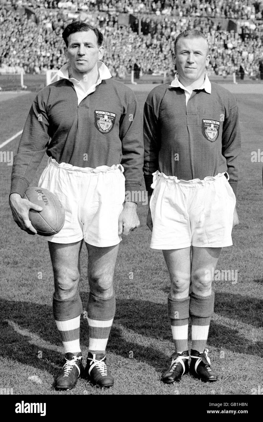 (L-R) Gus Risman und Johnny Lawrenson, Workington Town Stockfoto