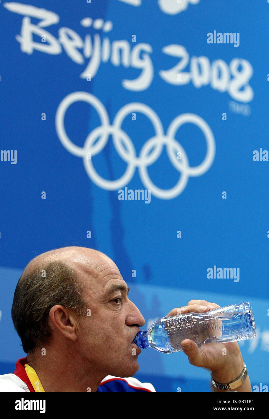 Großbritanniens Springpferd Michael Whitaker bei einer Pressekonferenz im Shatin Equestrian Center Hong Kong, China. Stockfoto
