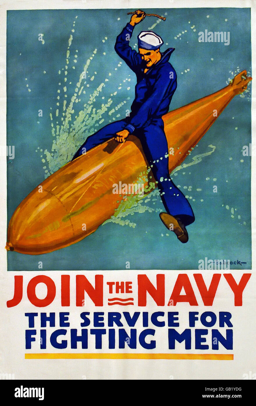 Marine - The Service for Fighting - US Armee Welt War ein 1914-1918 Vereinigte Staaten von Amerika USA Poster Plakat beitreten Stockfoto