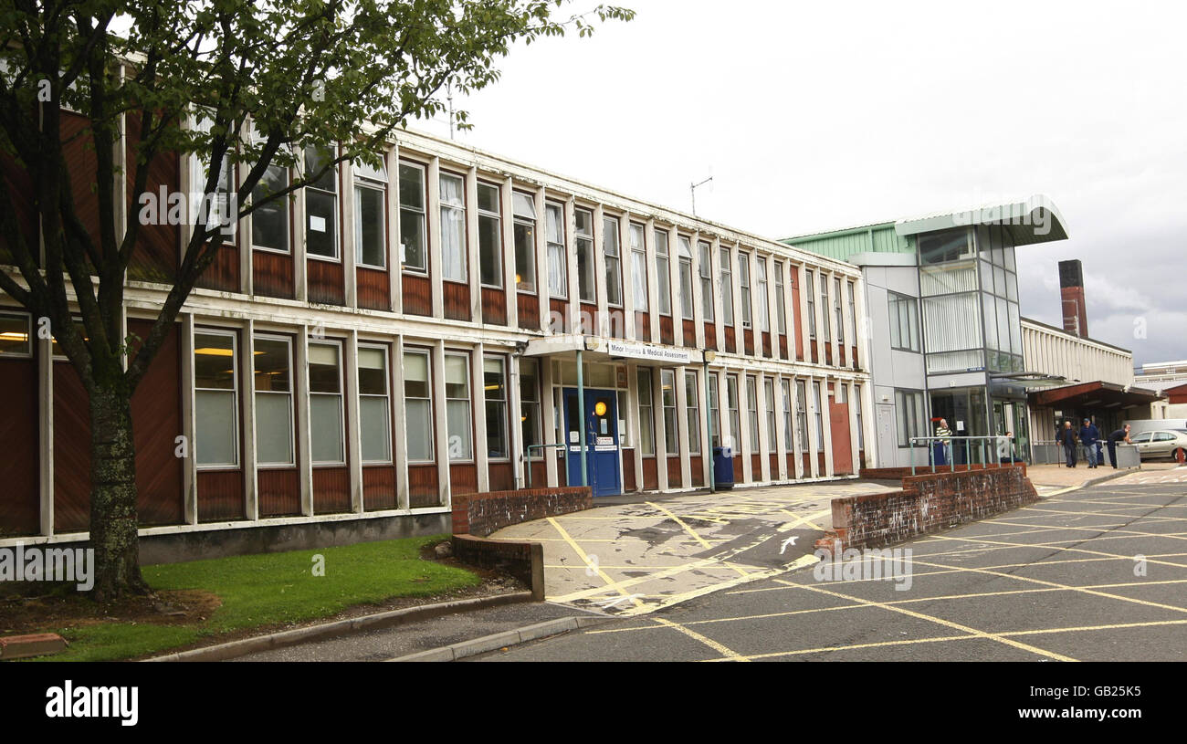 Allgemeine Ansicht des Vale of Leven Hospital in Alexandria, West Dunbartonshire, als ein unabhängiger Übersichtsbericht über die tödlichen Clostridium difficile-Fälle, die das Krankenhaus betreffen, veröffentlicht wird. Stockfoto