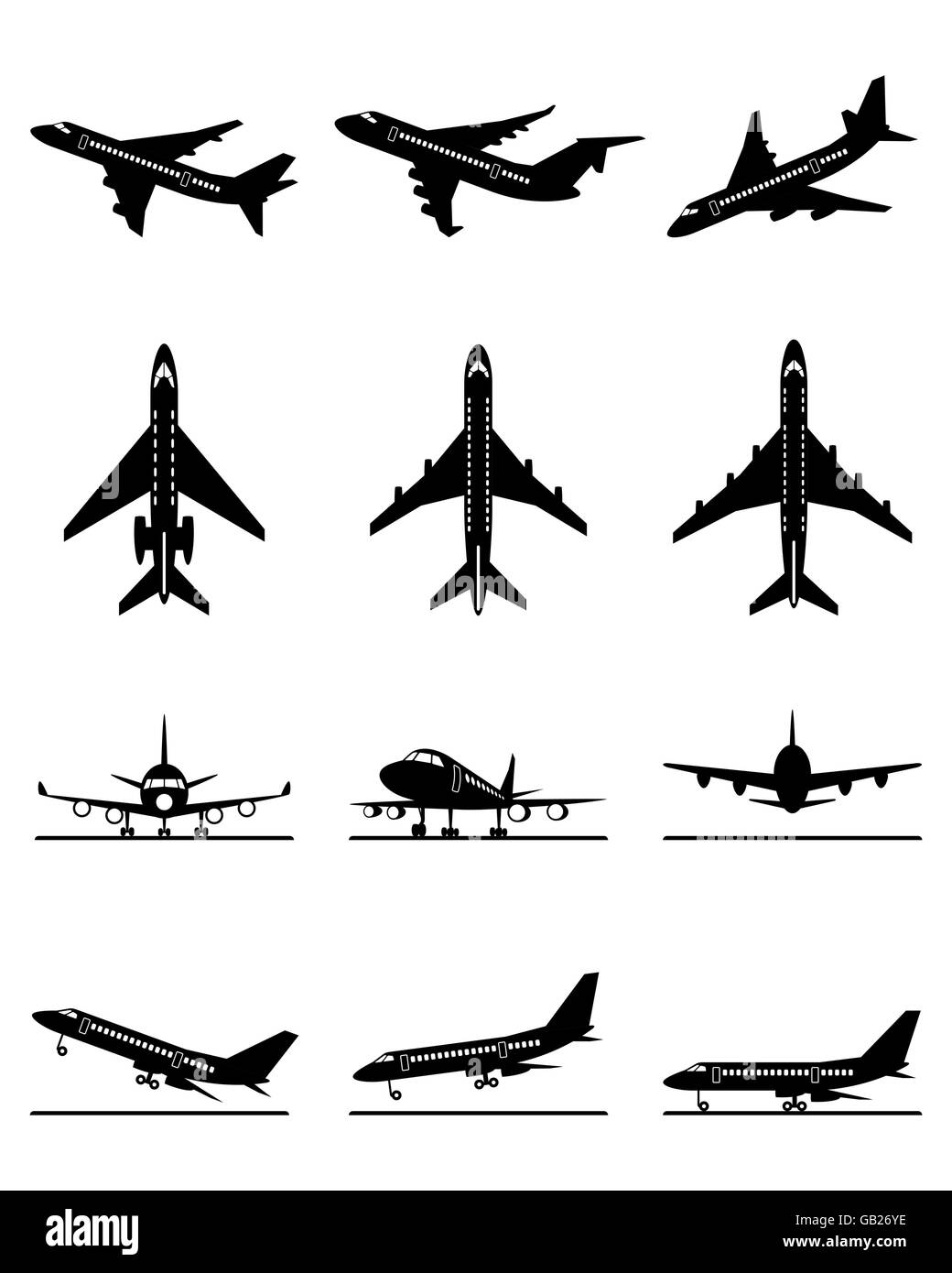 Verschiedenen Passagierflugzeuge im Flug - Vektor-illustration Stock Vektor