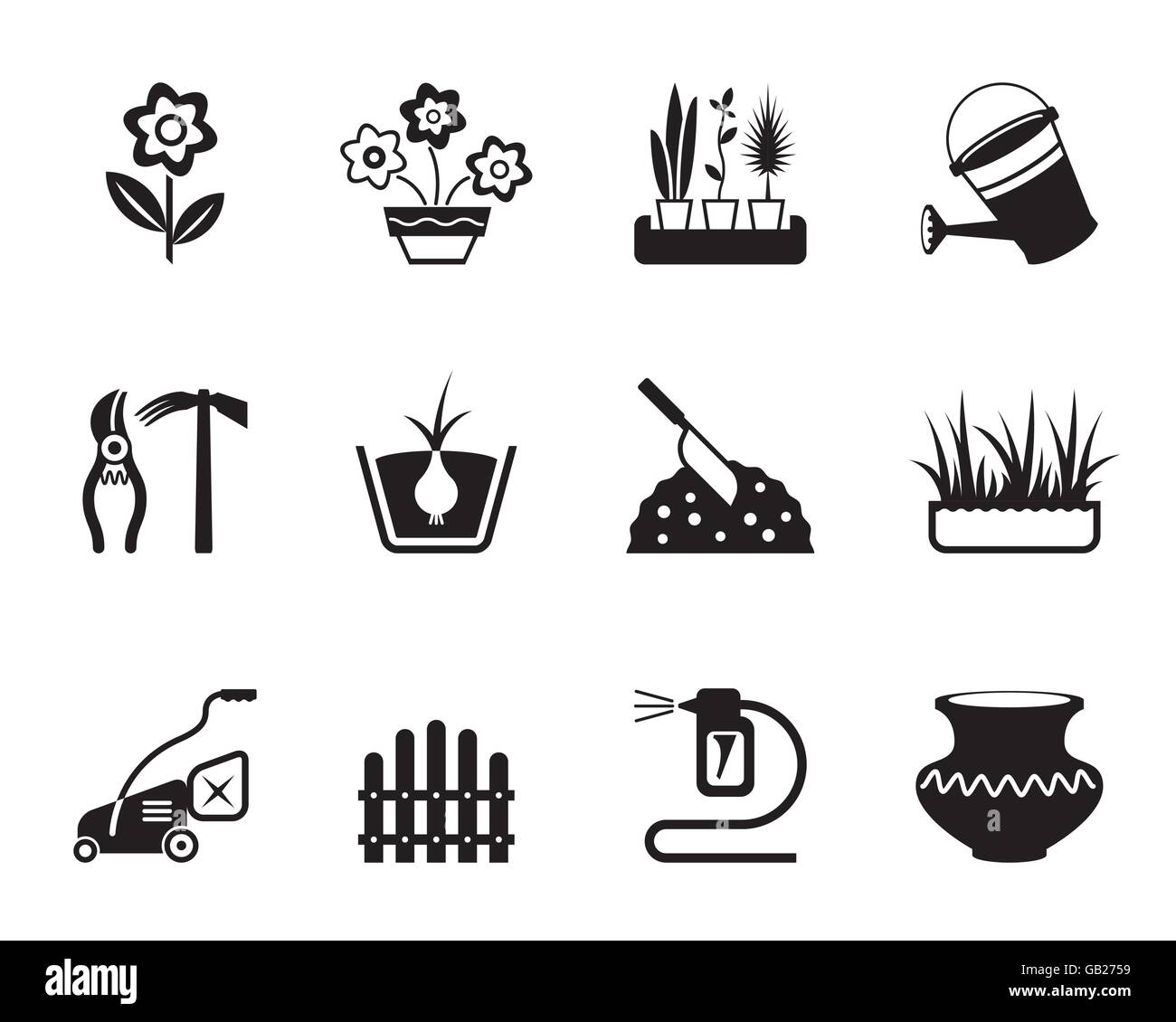 Blumen und Garten Icons Set Vektorillustration