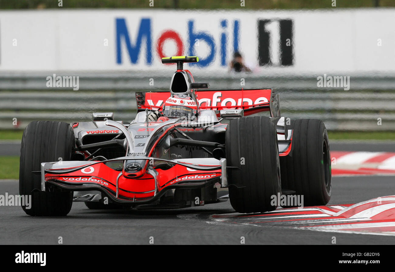 Heikki Kovalainen während des 2. Trainings am Hungaroring, Budapest, Ungarn. Stockfoto