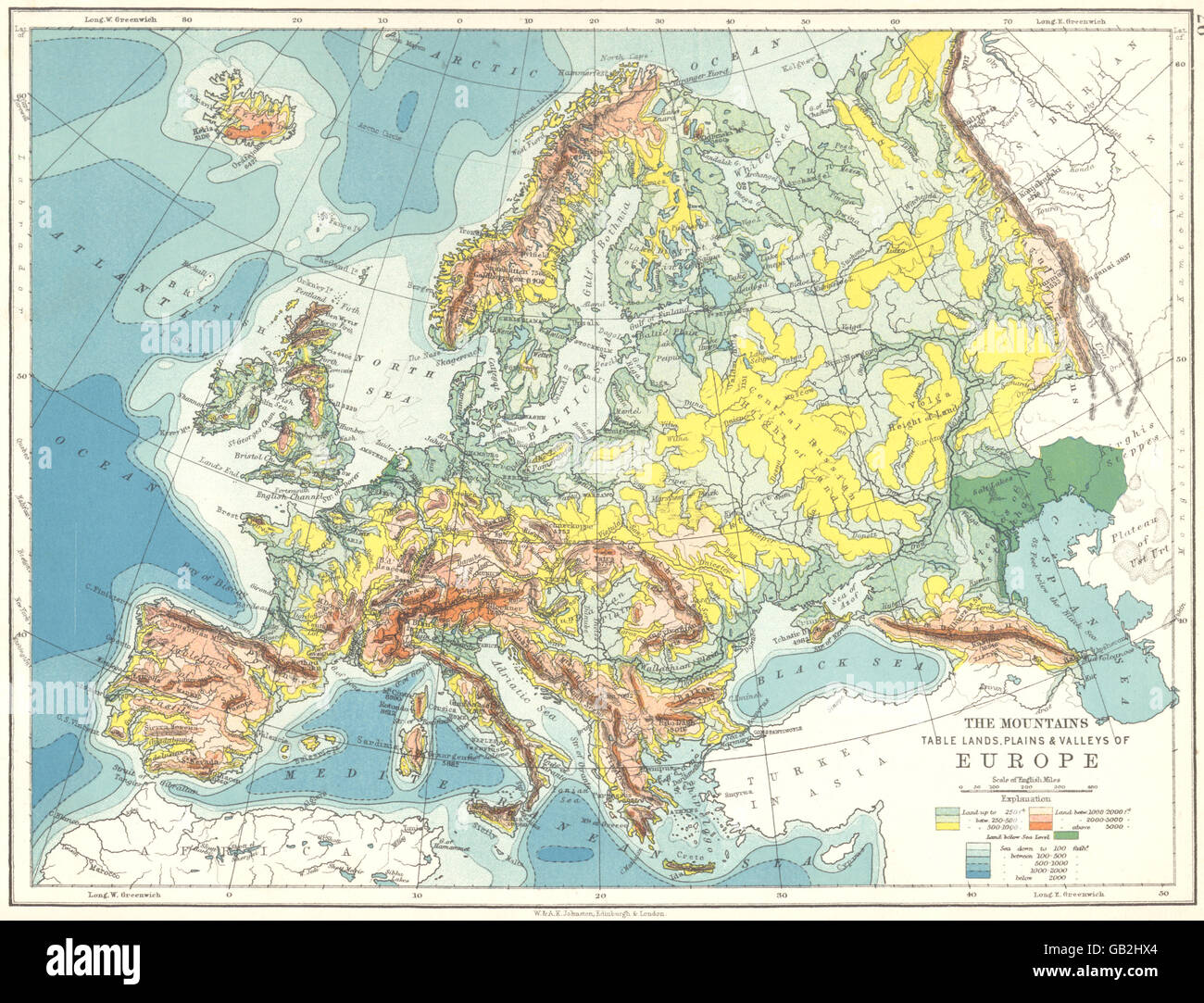 Karte der Berge in Europa