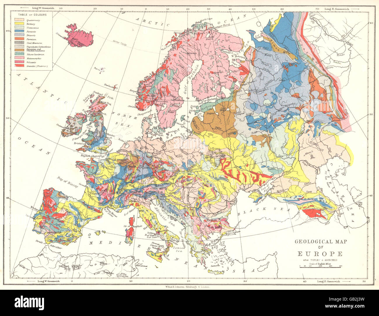 Europa: Landkarte von Europa, 1897 Stockfoto