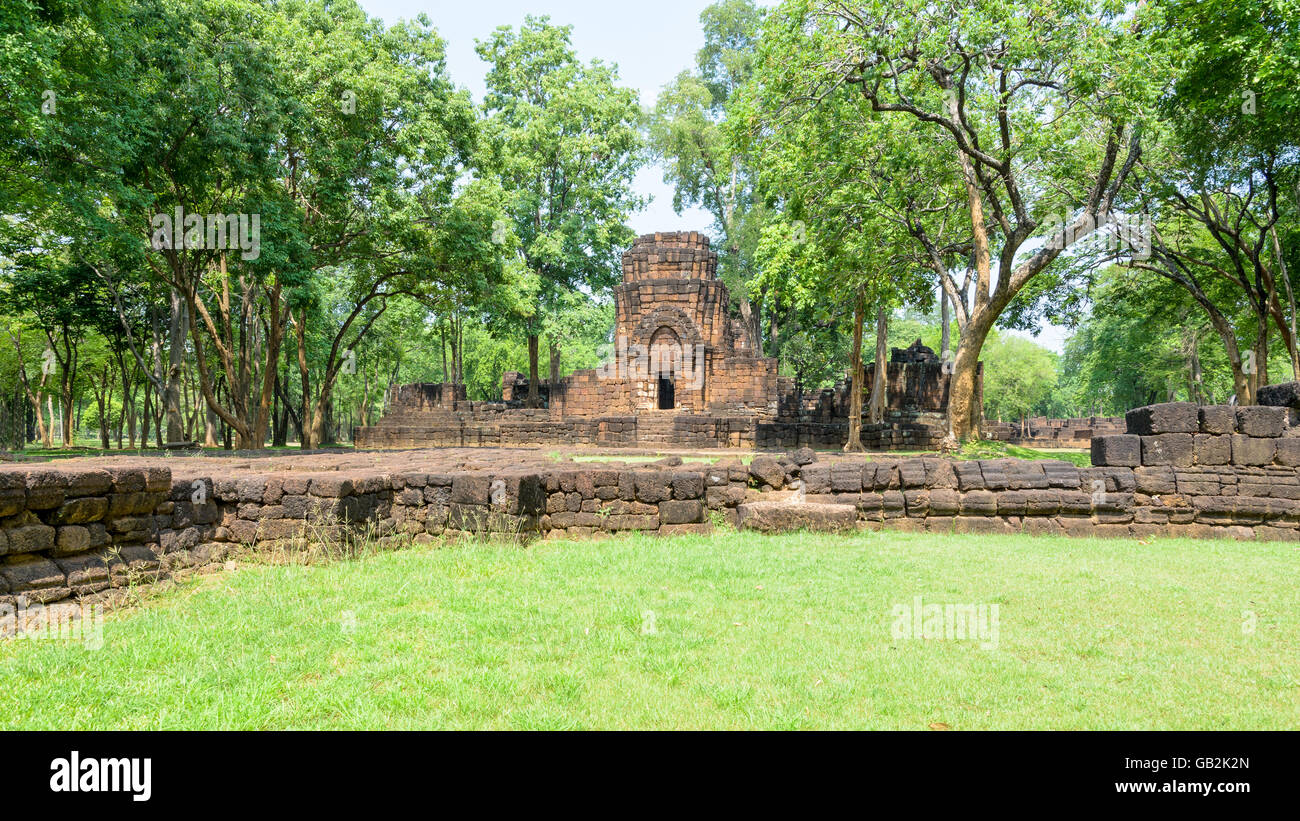 Prasat Mueang Sing Historical Park, Gebäude Überreste der alten Khmer-Stil Tempel Attraktion berühmten kulturellen in Sai Yok Di Stockfoto