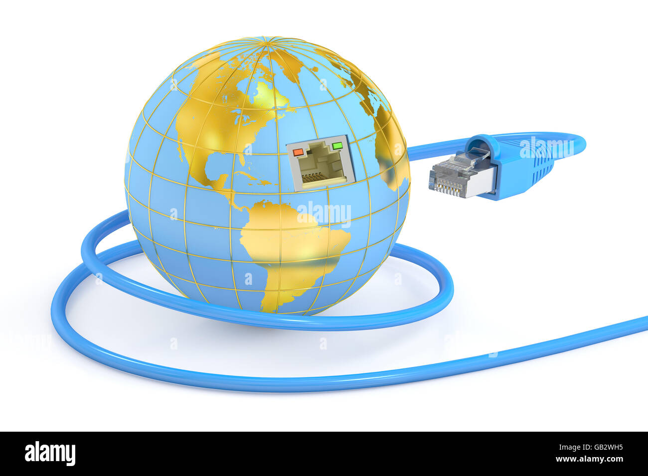 globales Netzwerk Verbindung Konzept. 3D-Rendering isoliert auf weißem Hintergrund Stockfoto