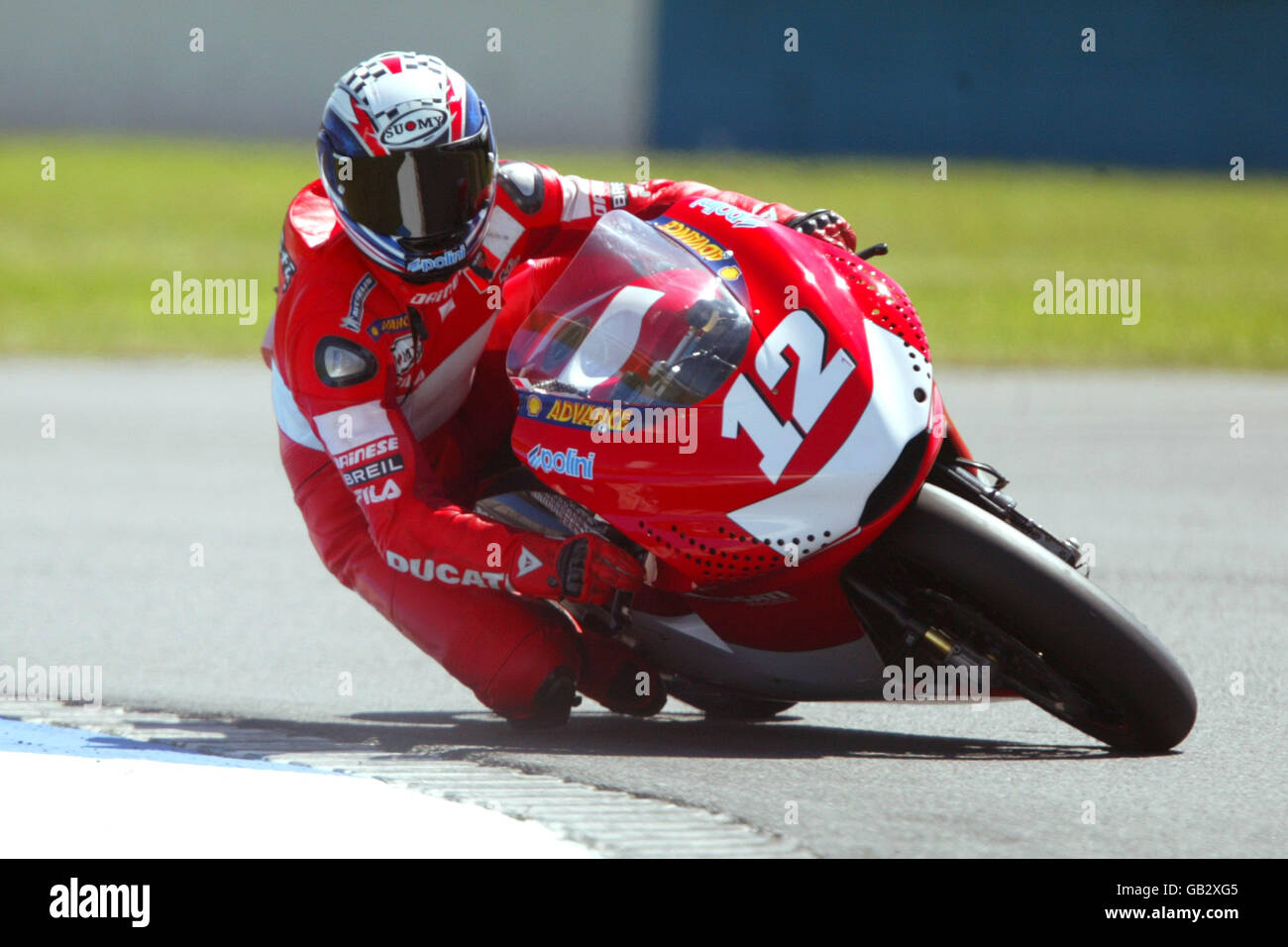 Troy Bayliss vom Ducati Marlboro Team während des ersten Trainings Stockfoto