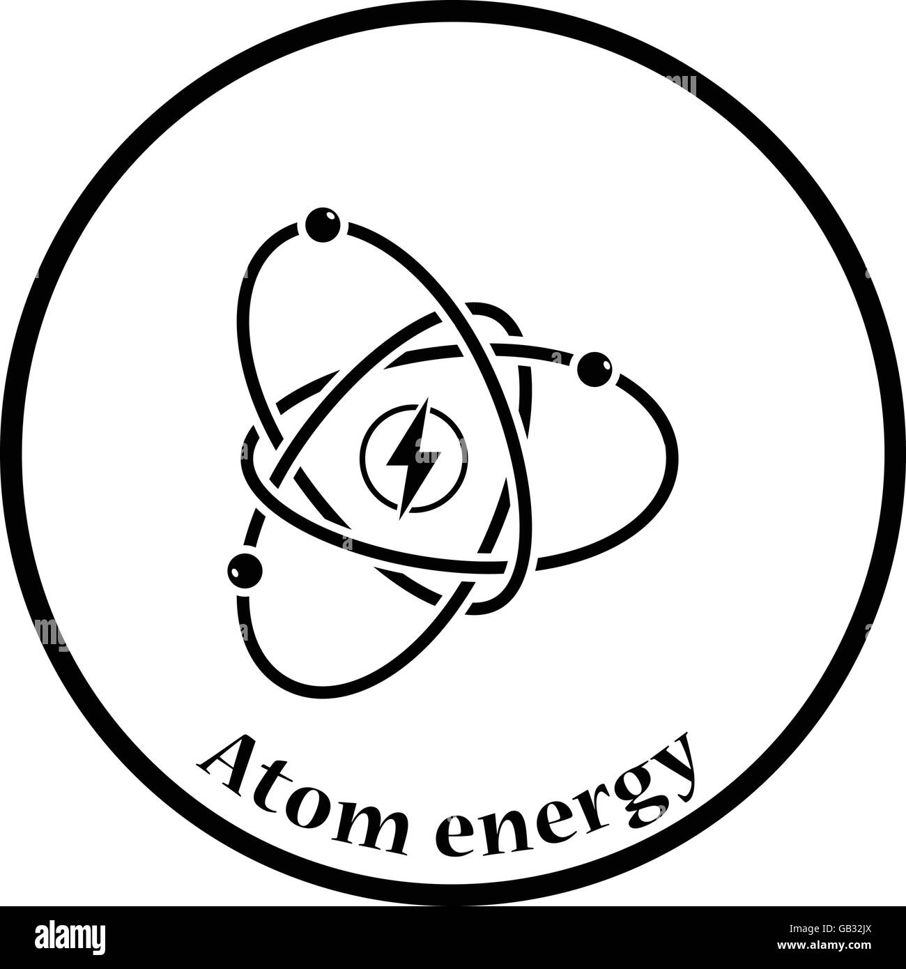 Atom-Energie-Symbol. Dünnen Kreis Design. Vektor-Illustration. Stock Vektor
