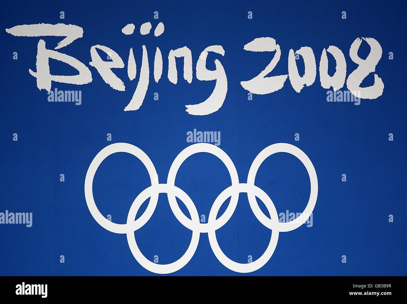 Gesamtansicht von Peking 2008 Singage bei den Olympischen Spielen 2008 National Aquatics Center in Peking, China. Stockfoto
