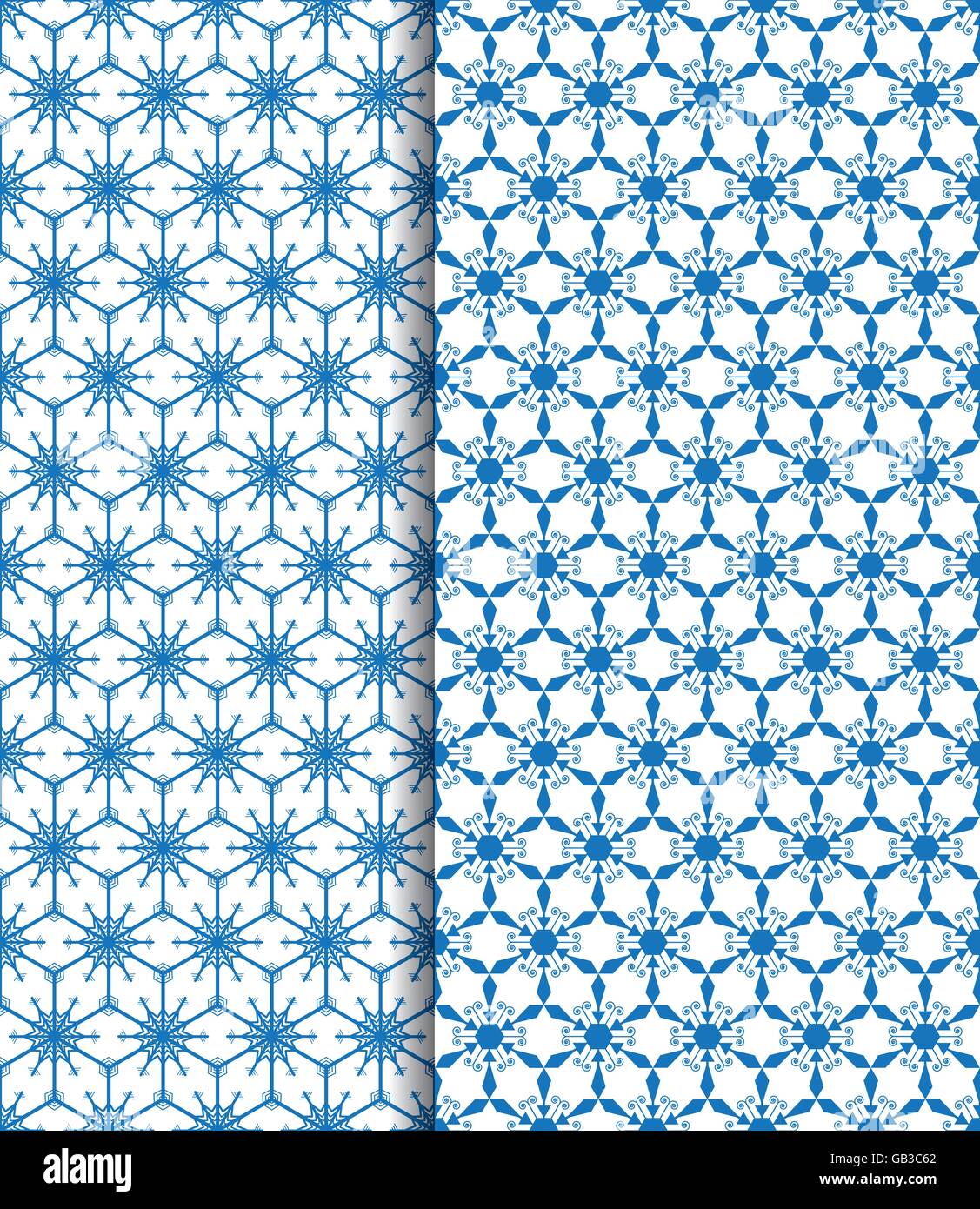 Zwei Winter Schneeflocke sechseckigen geometrische Musterdesign Grafikdesign für Hintergrund Stock Vektor