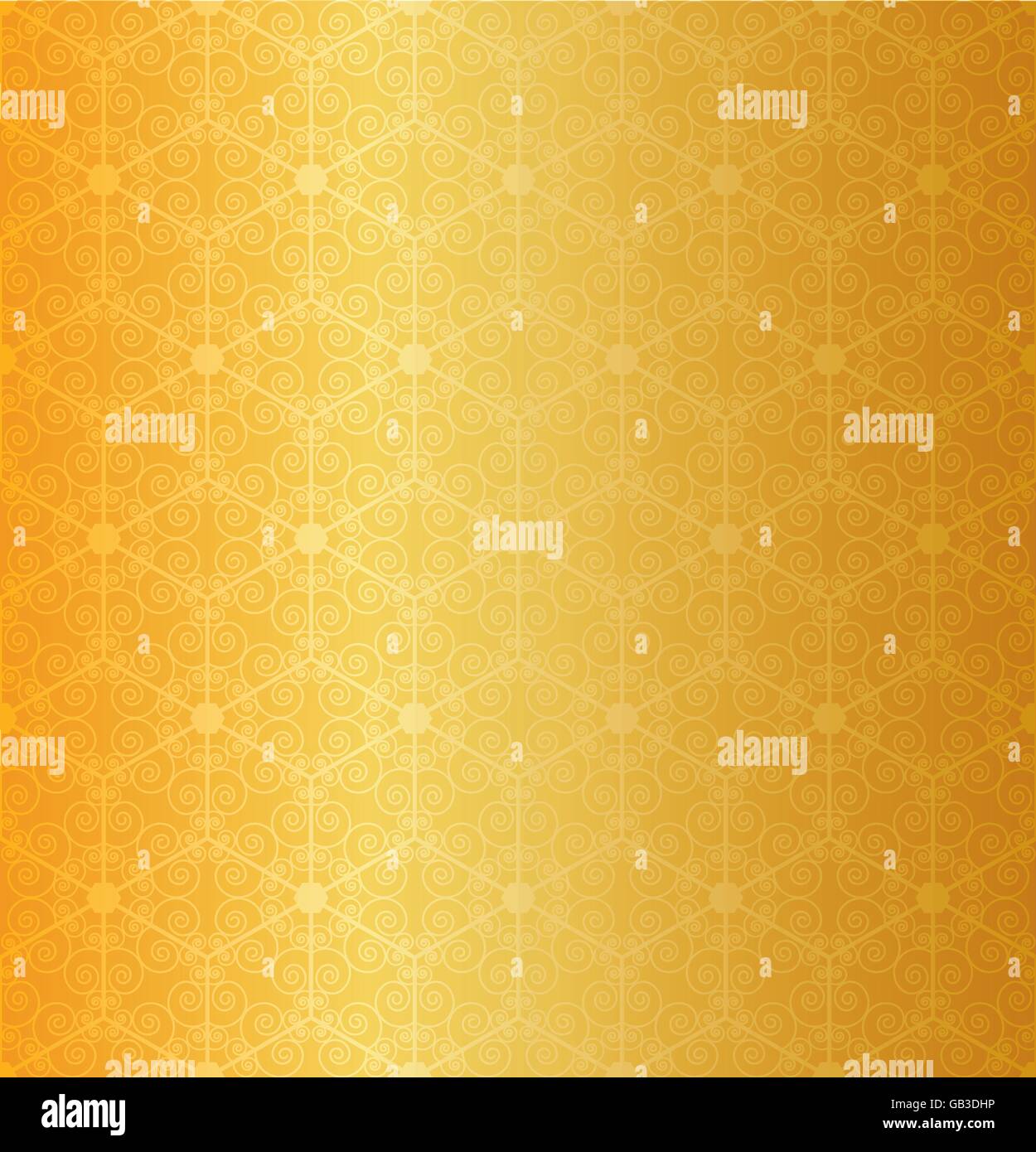 Gold sechseckige Schneeflocke nahtlose Muster für den Hintergrund Stock Vektor