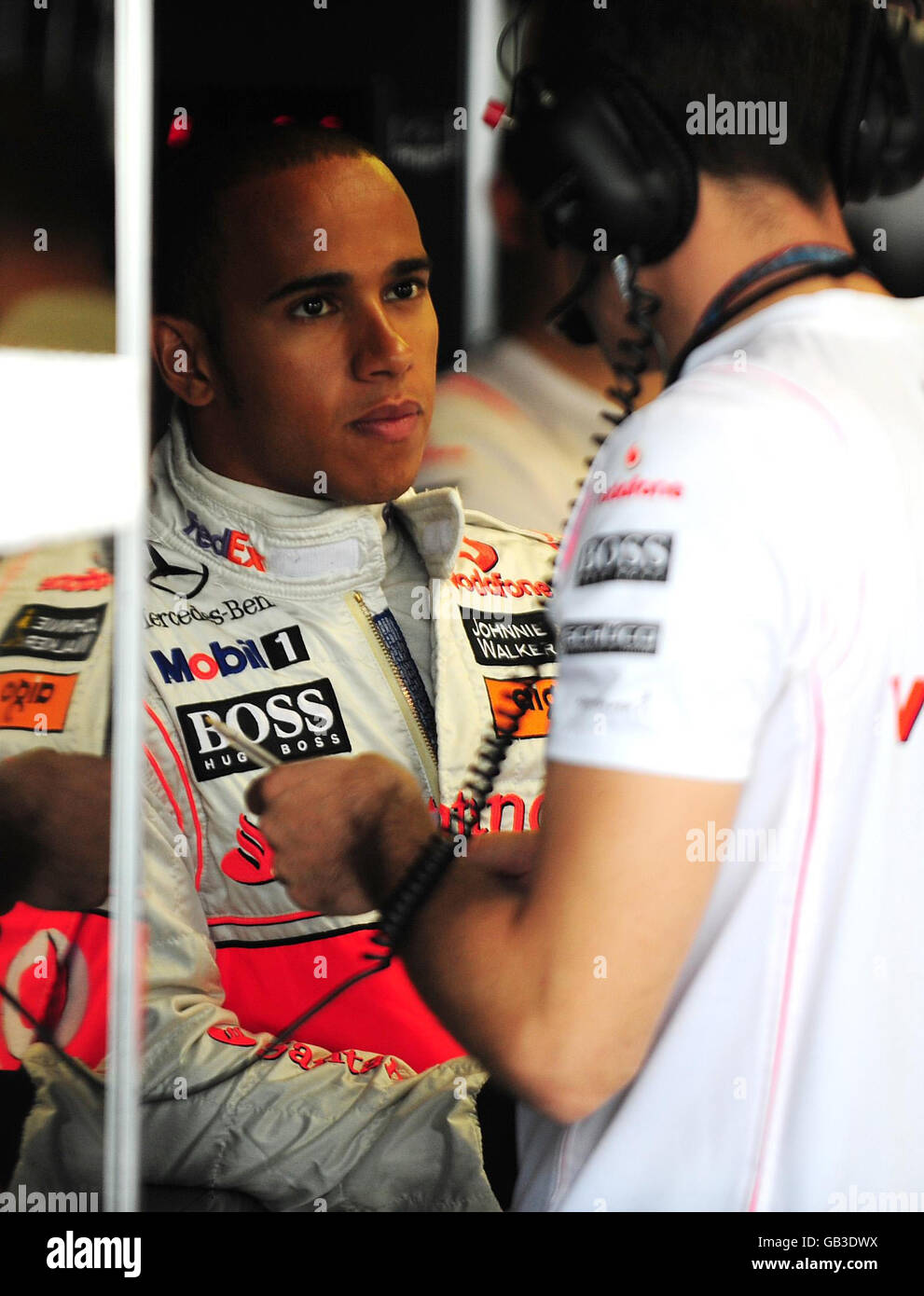 Formel-1-Autorennen - Großer Preis Von Europa - Übungsstunde - Valencia. McLaren Mercedes-Pilot Lewis Hamilton vor dem ersten Training vor dem Grand Prix von Europa am Wochenende in Valencia, Spanien. Stockfoto