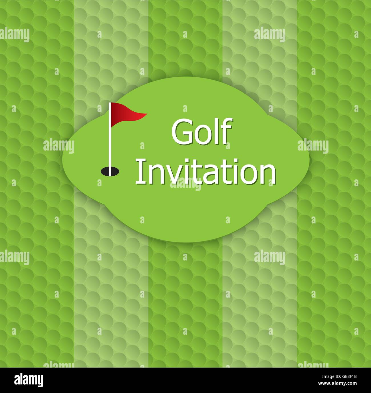 Golf Turnier Einladung. Abstrakte Golf grün, Fairway, Loch und Flagge auf Golf Ball Muster Textur Grafik-Design. Stock Vektor