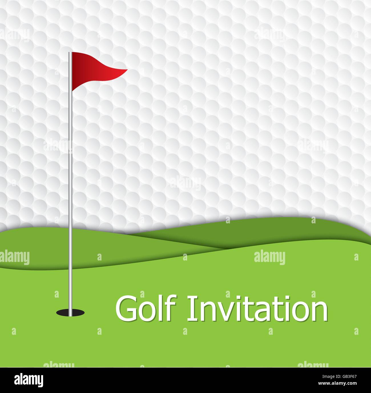 Golf Turnier Einladung Grafik-Design. Das Design, Golf grün darstellt, ball Flagge und Loch auf Golf Muster Textur. Stock Vektor