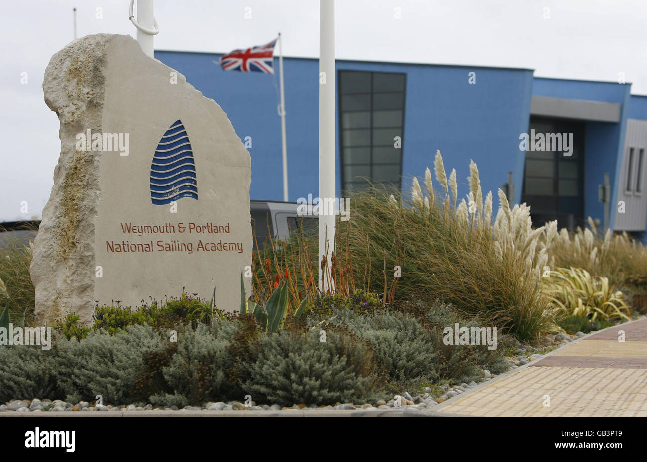 Allgemeine Ansicht der Weymouth und Portland National Sailing Academy, die der Veranstaltungsort für alle Segelveranstaltungen während der Olympischen Spiele 2012 in London sein wird. Stockfoto