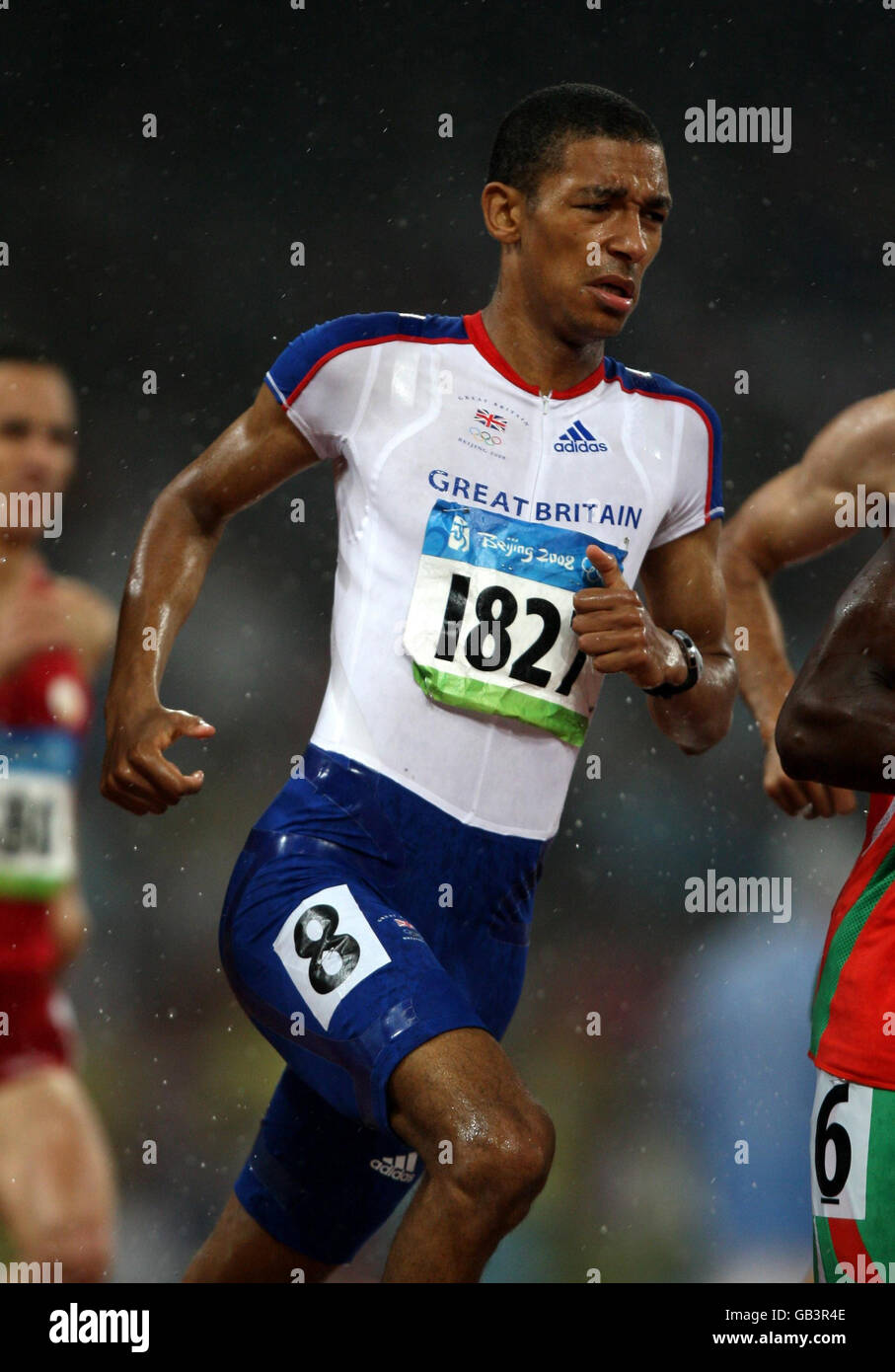 Der Großbritanniens Michael Rimmer beim 800 m Halbfinale der Männer im Nationalstadion in Peking während der Olympischen Spiele 2008 in Peking. Stockfoto