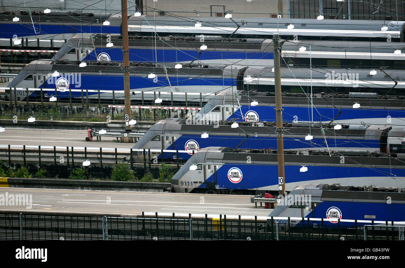 Eurotunnel trainiert eurotunnel terminal in folkestone Fotos und